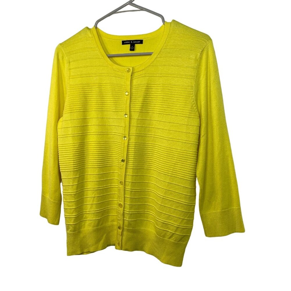 Cable & Gauge cardigan sweater Set women’s yellow ¾ sleeves XL